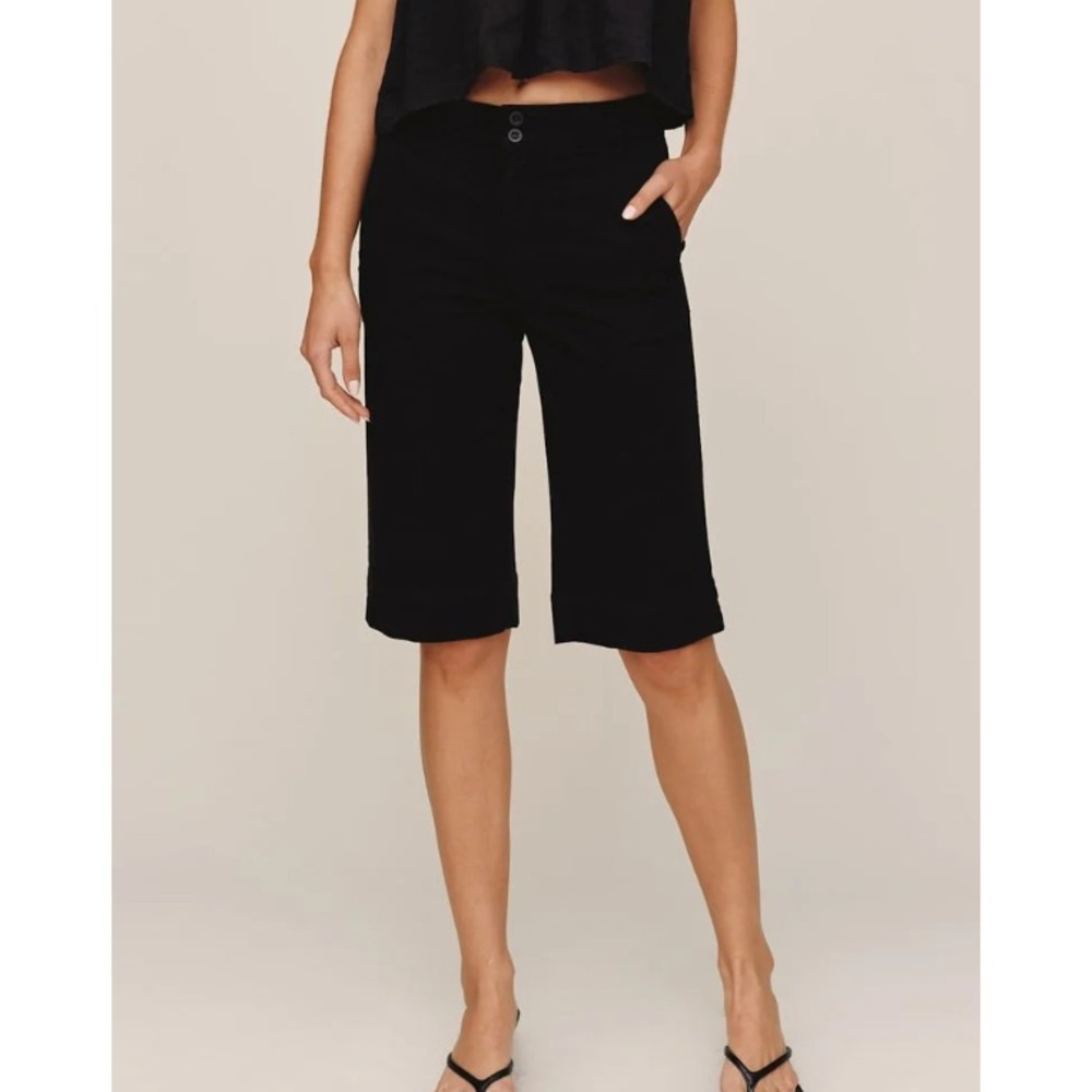Bella Dahl Saige Bermuda Shorts Womens 30 Black Relaxed Tencel Y2K Minimalist